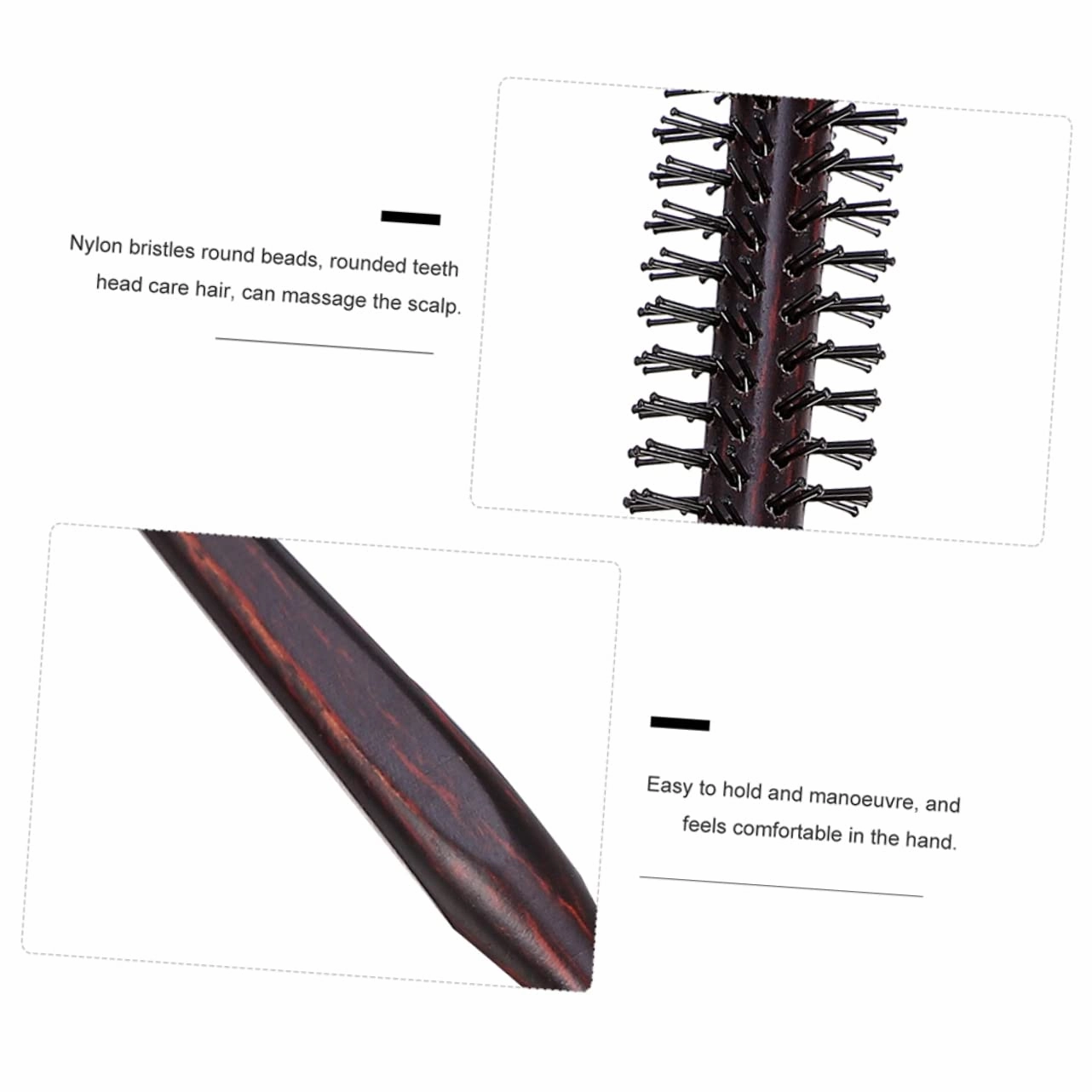 DOITOOL 6pcs Wooden Handle Hair Brush Comb Professional Round Hair Styling Brush Scalp Massage Enhances Shine Reduces Frizz