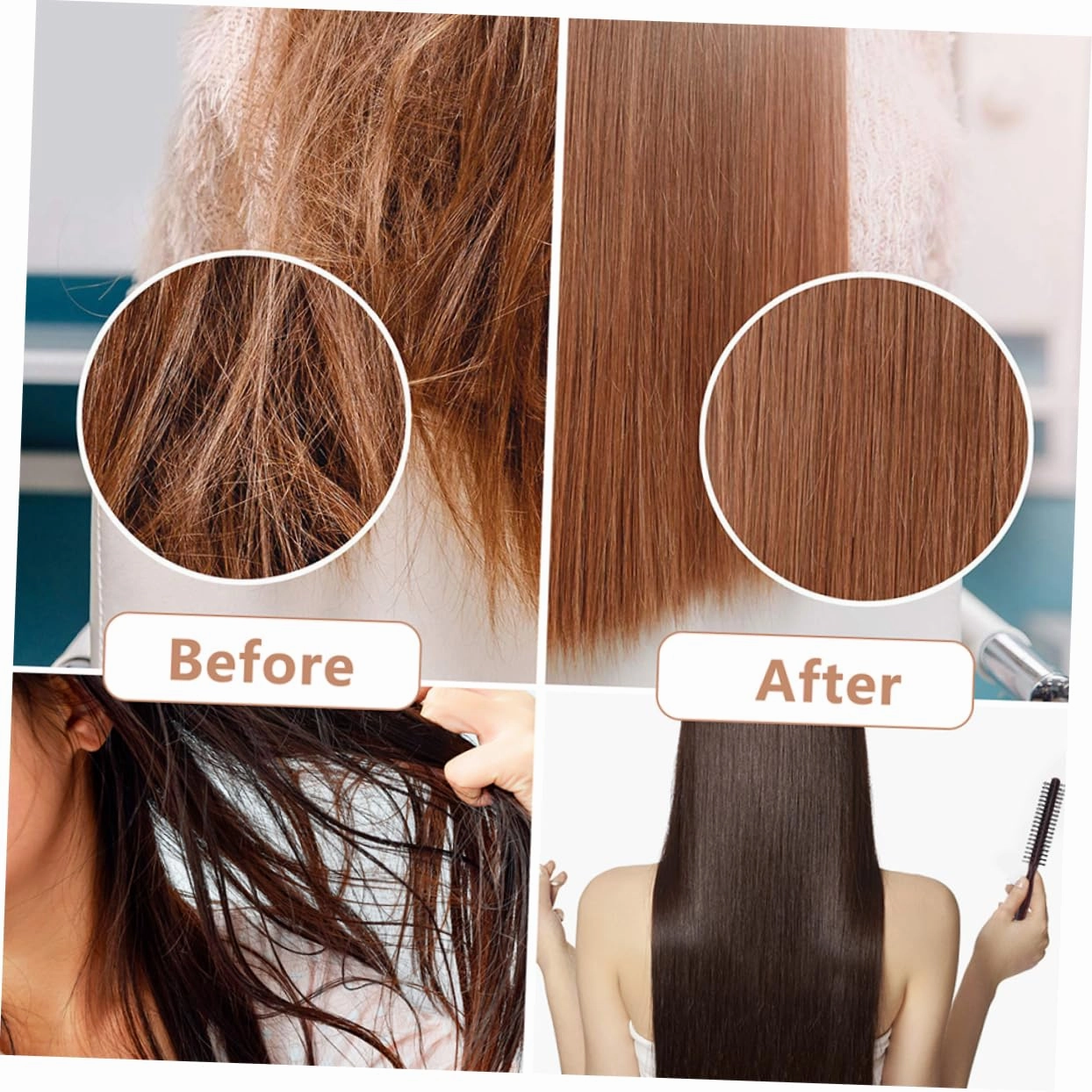 DOITOOL 6pcs Wooden Handle Hair Brush Comb Professional Round Hair Styling Brush Scalp Massage Enhances Shine Reduces Frizz