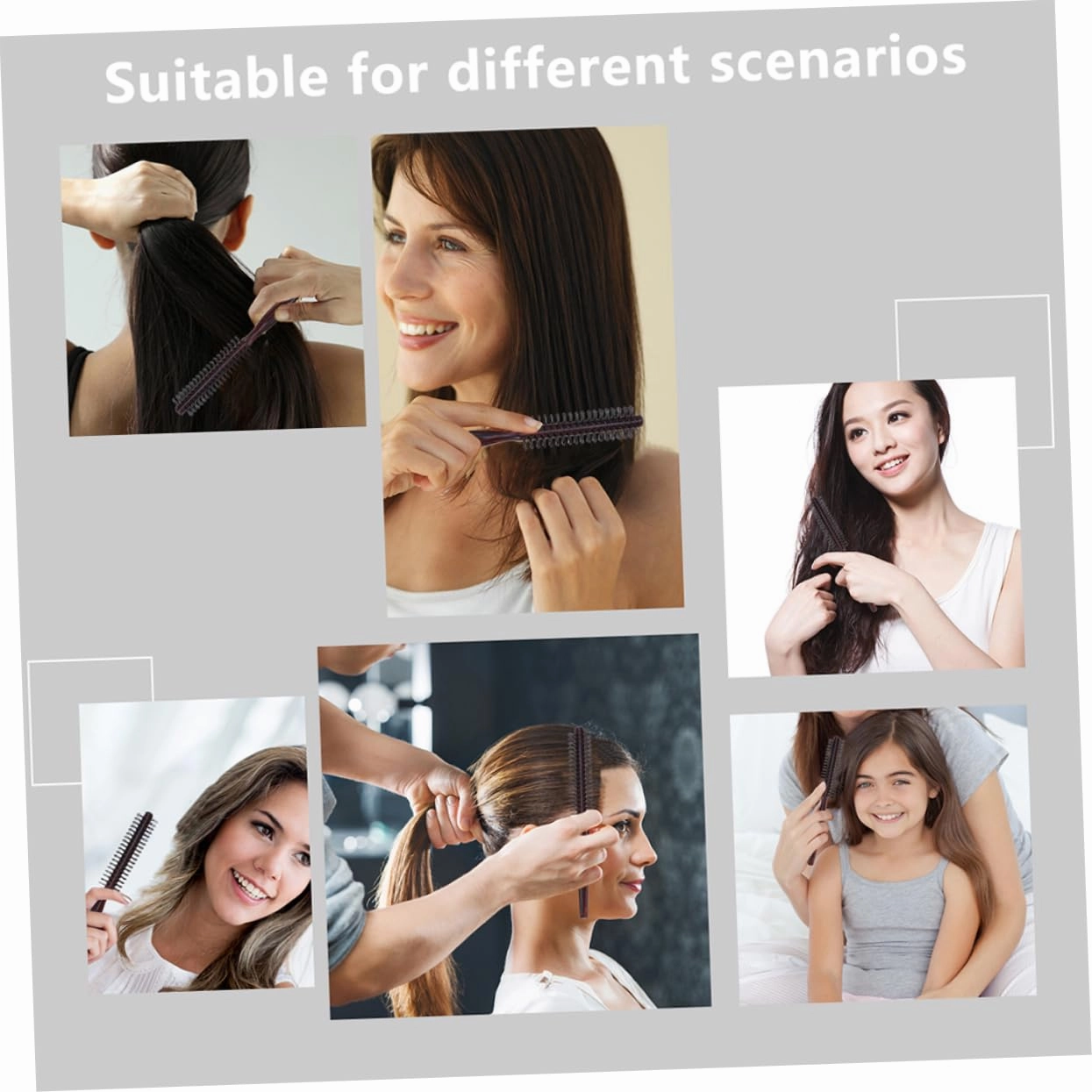 DOITOOL 6pcs Wooden Handle Hair Brush Comb Professional Round Hair Styling Brush Scalp Massage Enhances Shine Reduces Frizz
