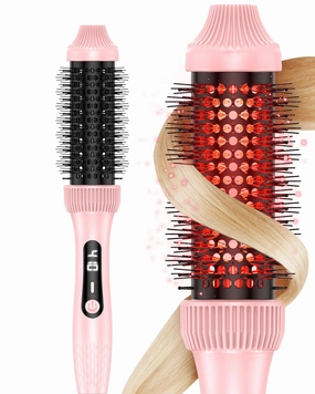 DORISILK Infrared Thermal Hair Brush for Sleek, Shiny Hair，1.5inch Thermal Round Brush for Blowout Look，Heated Round Brush for Curling and Straightening，Dual Voltage for Travel Using
