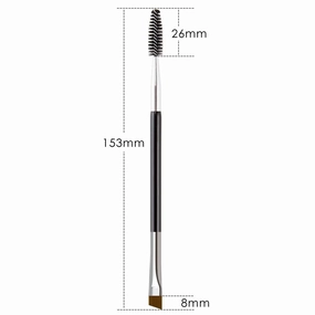 Double Ended Eyebrow Brush & Spoolie Angled Brow Brush for Precision Application and Blending of Eye Brow Powders, Waxes & Gels - Black