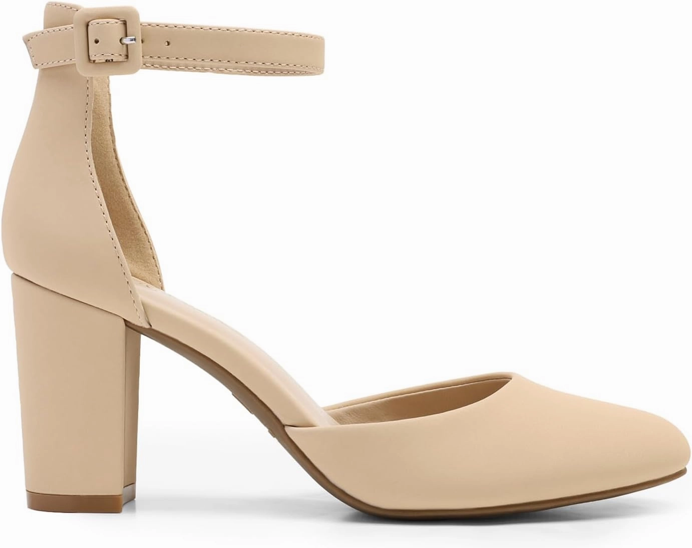 DREAM PAIRS Women's Closed Toe Chunky Heels Ankle Strap Low Block Heels Round Toe Dress Bridal Wedding Pumps Shoes