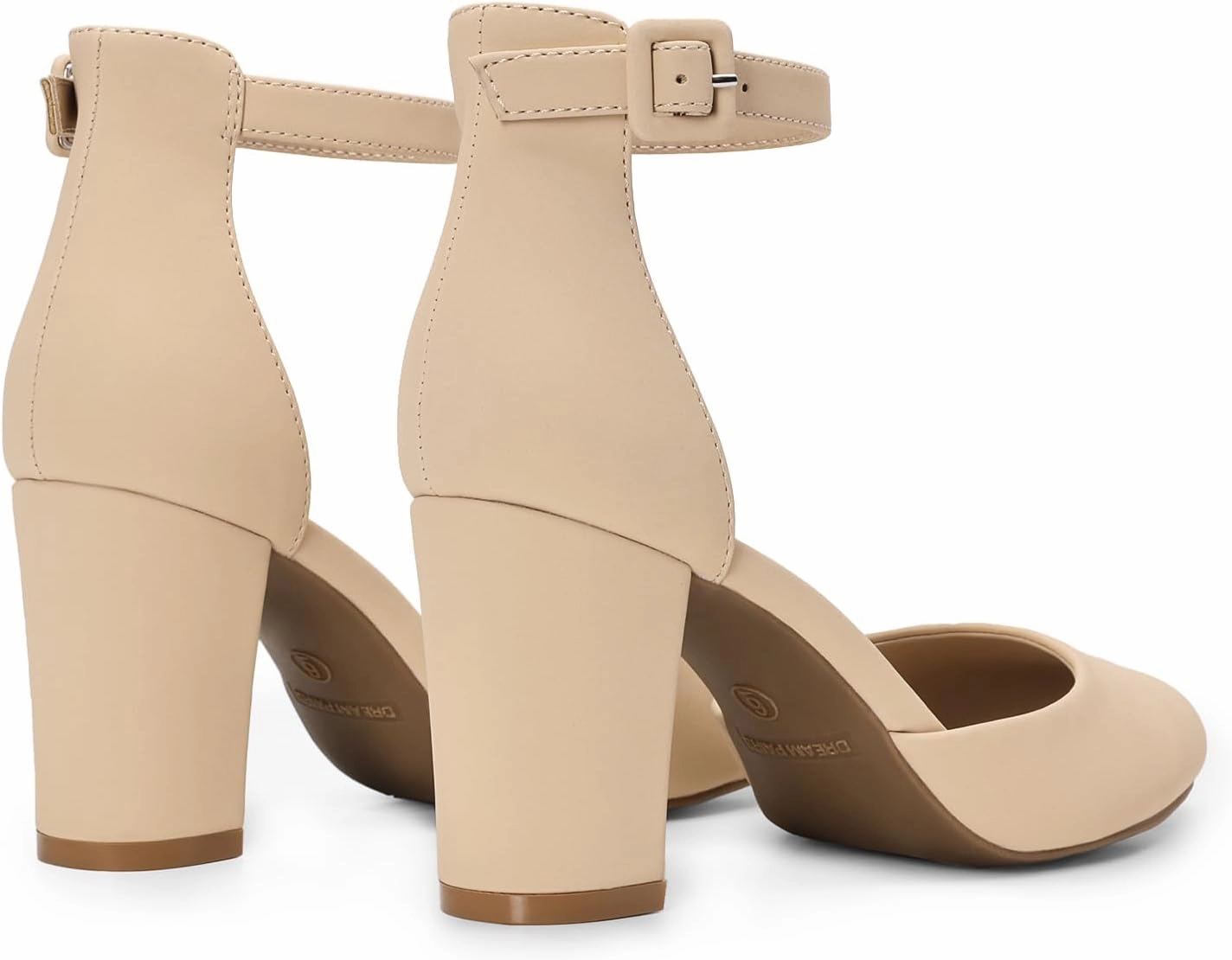 DREAM PAIRS Women's Closed Toe Chunky Heels Ankle Strap Low Block Heels Round Toe Dress Bridal Wedding Pumps Shoes