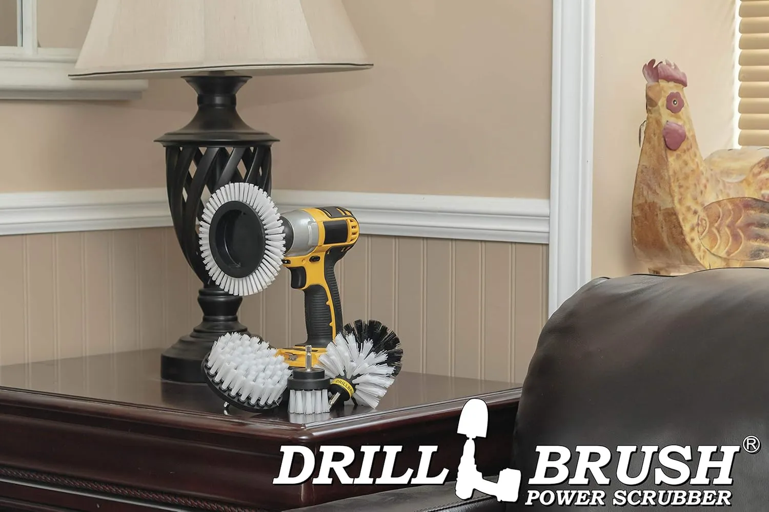 Drill Brush White – Drill Brush Attachment Set - Windshield Cleaning - Soft Scrub Brush for Glass – Auto Detailing Brush Kit - Car Carpet Power Scrubber - Interior Cleaning - Car Wash Accessories