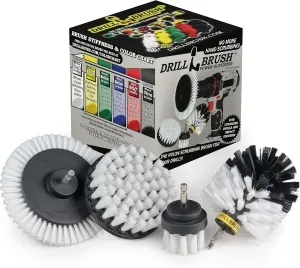 Drill Brush White – Drill Brush Attachment Set - Windshield Cleaning - Soft Scrub Brush for Glass – Auto Detailing Brush Kit - Car Carpet Power Scrubber - Interior Cleaning - Car Wash Accessories
