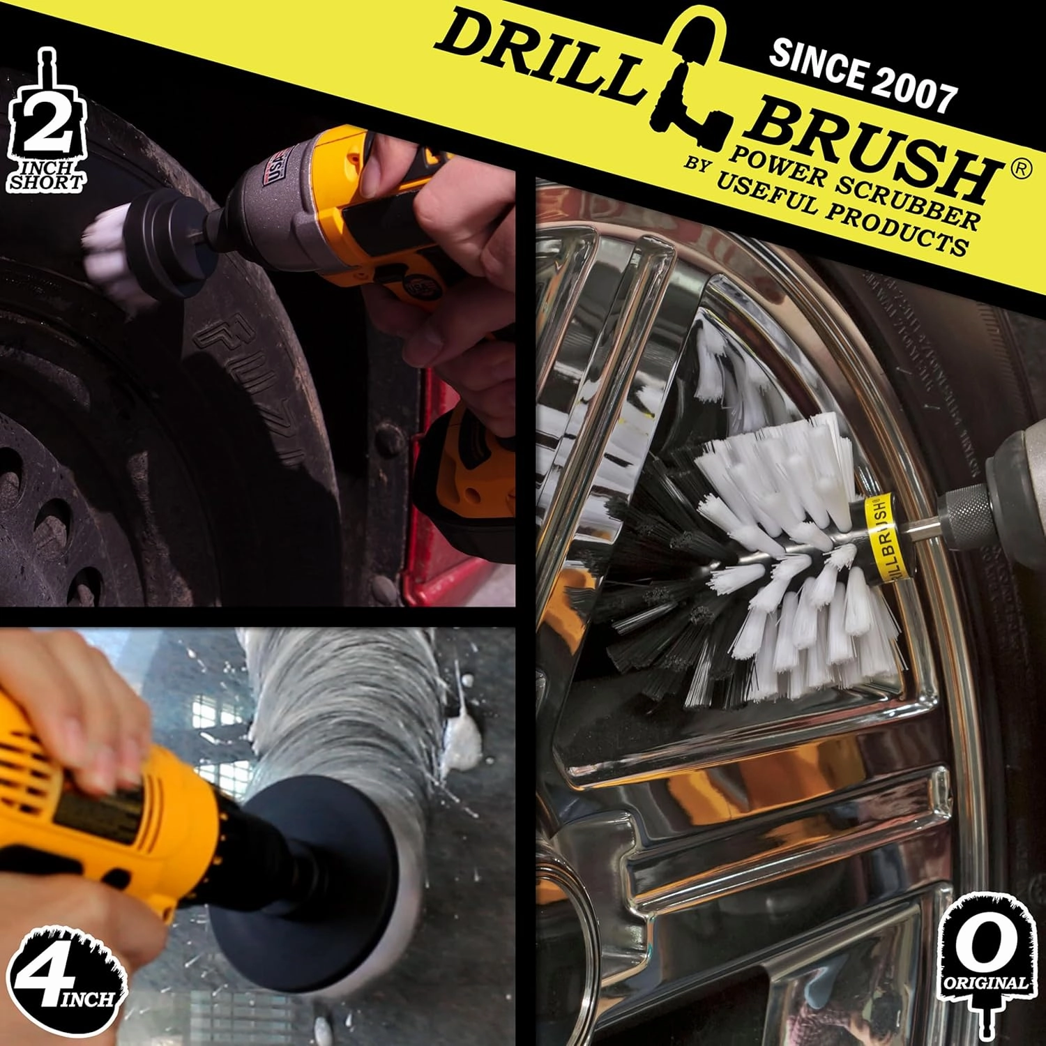Drillbrush Car Detailing Kit Interior Cleaner Brush Set - 3 Piece Drill Brush Cleaning Tool Attachment Kit for Cleaning Furniture, Carpet, Chairs, Shower Door Glass – Drill Brush Wheel Cleaner Kit