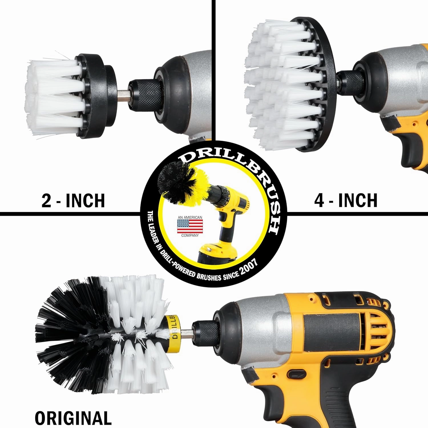 Drillbrush Car Detailing Kit Interior Cleaner Brush Set - 3 Piece Drill Brush Cleaning Tool Attachment Kit for Cleaning Furniture, Carpet, Chairs, Shower Door Glass – Drill Brush Wheel Cleaner Kit