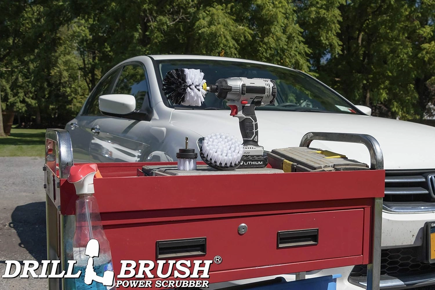 Drillbrush Car Detailing Kit Interior Cleaner Brush Set - 3 Piece Drill Brush Cleaning Tool Attachment Kit for Cleaning Furniture, Carpet, Chairs, Shower Door Glass – Drill Brush Wheel Cleaner Kit