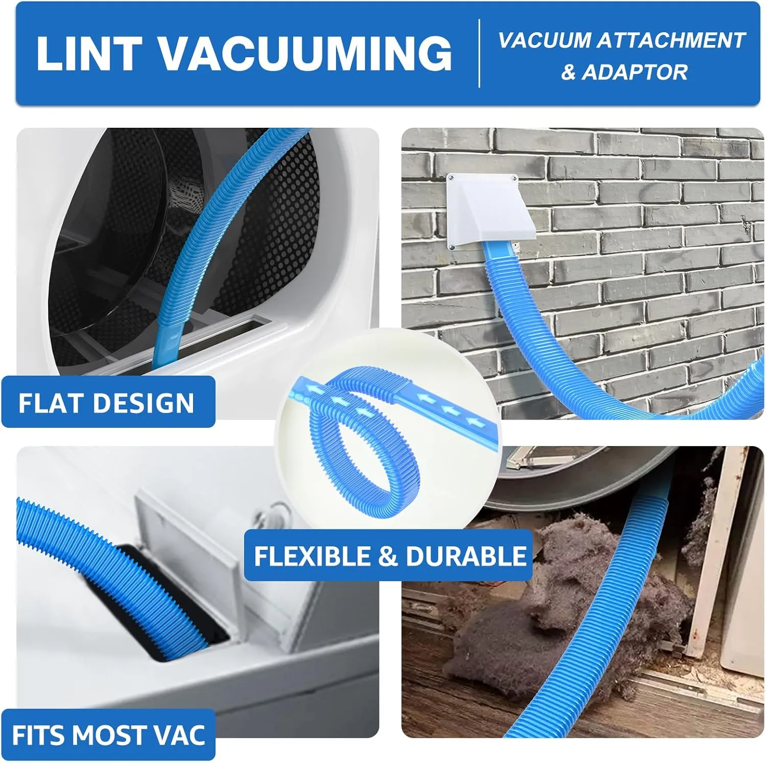 Dryer Vent Cleaner Kit 22-Piece All-Round Dryer Vent Cleaning Kit Lint Remover with 40 Feet Dryer Vent Brush, Vacuum Cleaner Hose Attachment, Flexible Lint Trap Brush, Vacuum & Dryer Adapters