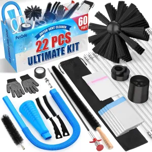 Dryer Vent Cleaner Kit 22-Piece All-Round Dryer Vent Cleaning Kit Lint Remover with 60 Feet Dryer Vent Brush, Vacuum Cleaner Hose Attachment, Flexible Lint Trap Brush, Vacuum & Dryer Adapters