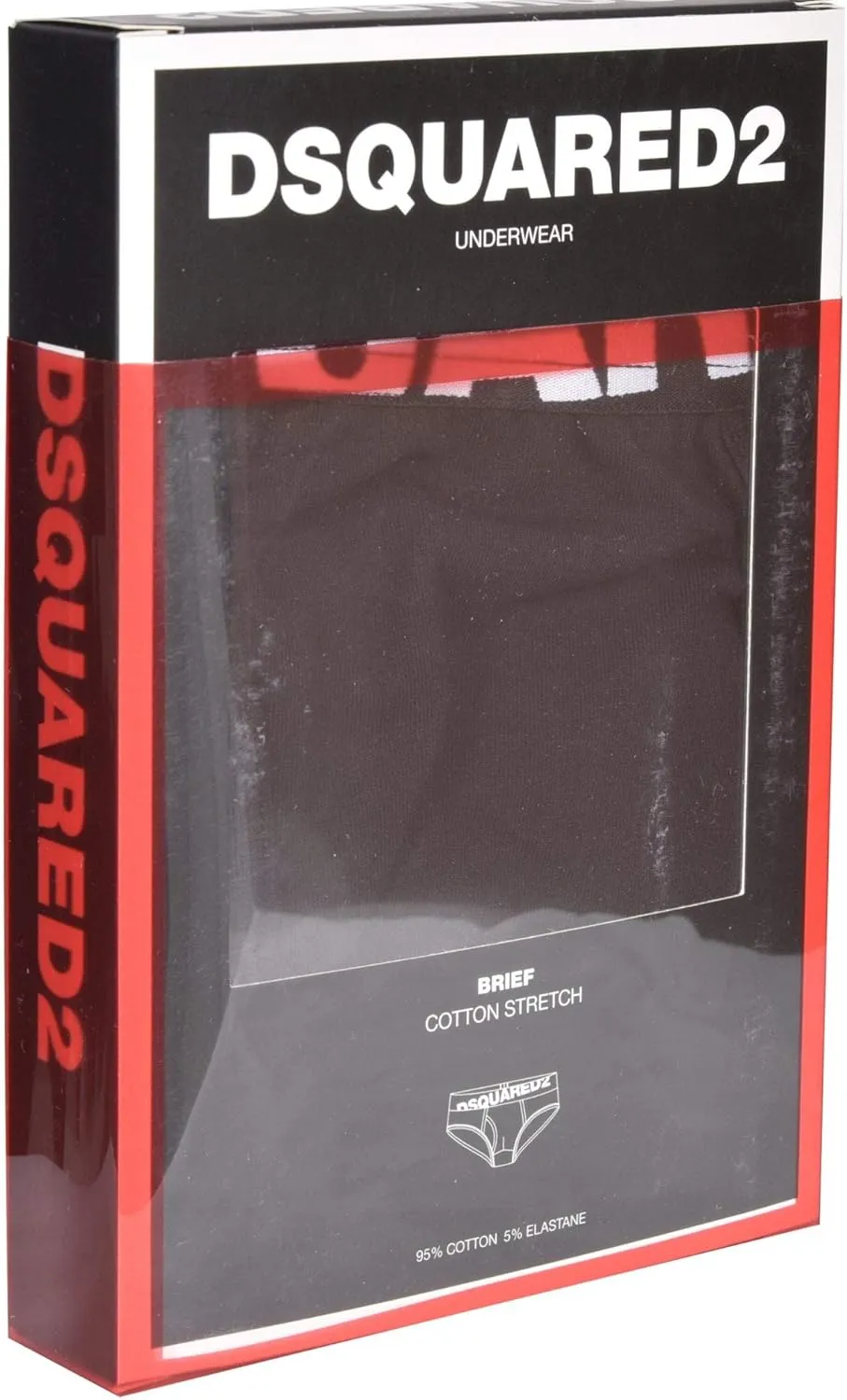 DSQUARED2 Angled Logo Low-Rise Men's Brief, Black/White