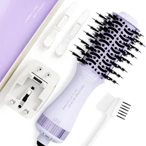 Dual Voltage Hair Dryer Brush Travel Blow Dryer Brush in One,2 inch Portable Mini Hot Air Brush,Travel Hair Tools/Volumizer/Straightener/Curler,European Blow Dry Brush with EU&UK Plug