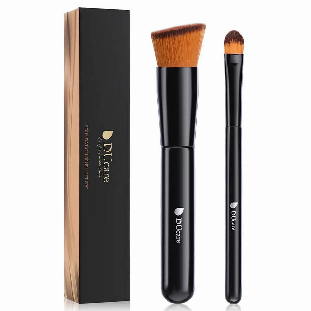 DUcare Black Smooth 2-Piece Face Makeup Brush Set