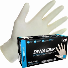 Dyna Grip Powder-Free Premium Latex Disposable Gloves- 10 boxes / 100 Gloves Ea. | 1000 Gloves Total | 7 Mil - XL | Textured Grip, Beaded Cuff, Single Use | 650-1004