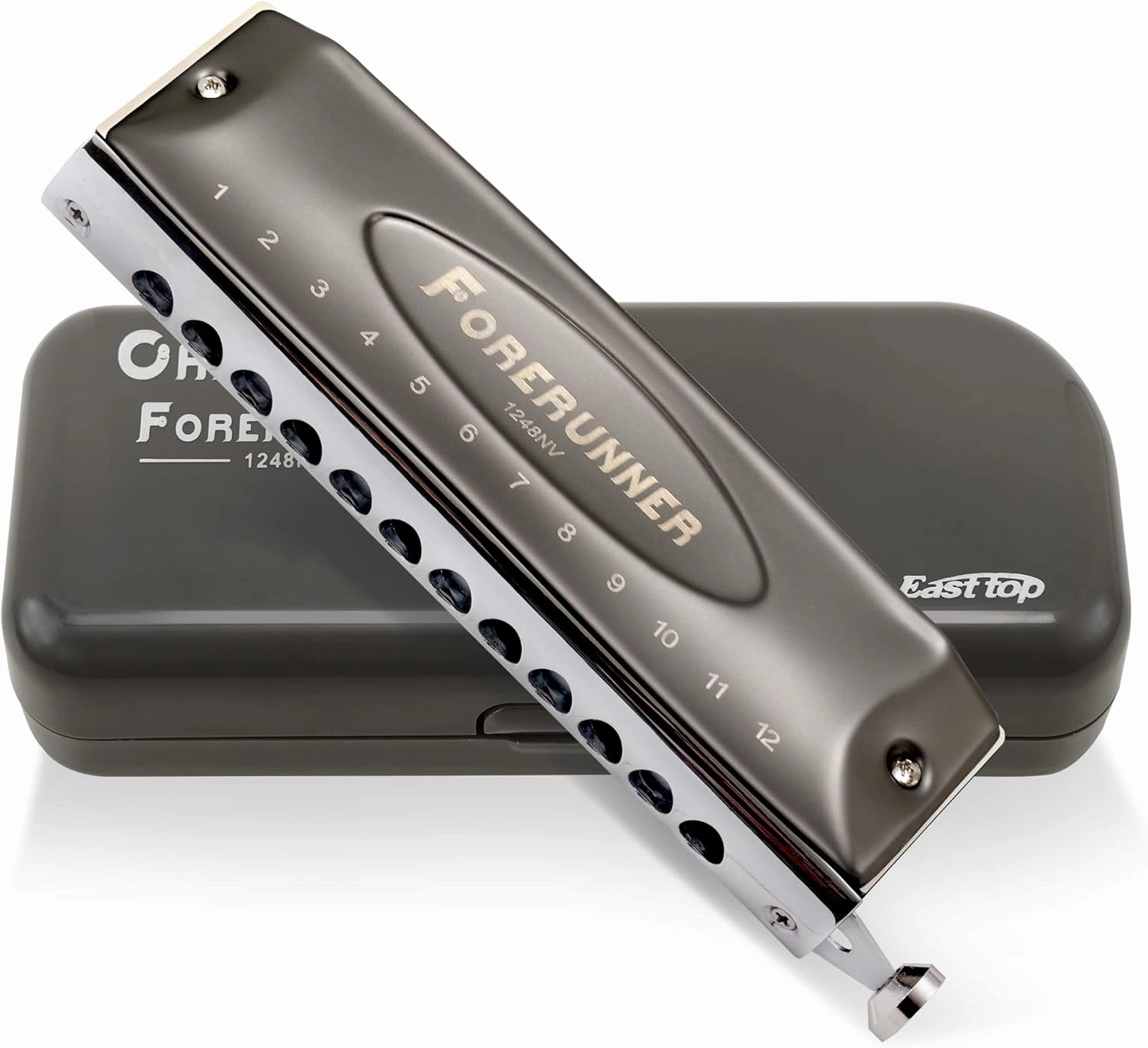 East top Harmonica, Forerunner Chromatic Harmonica C Key 12-Hole 48 Tones Mouth Organ Key of C for Adults, Beginners and Students