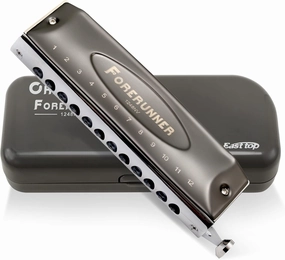 East top Harmonica, Forerunner Chromatic Harmonica C Key 12-Hole 48 Tones Mouth Organ Key of C for Adults, Beginners and Students