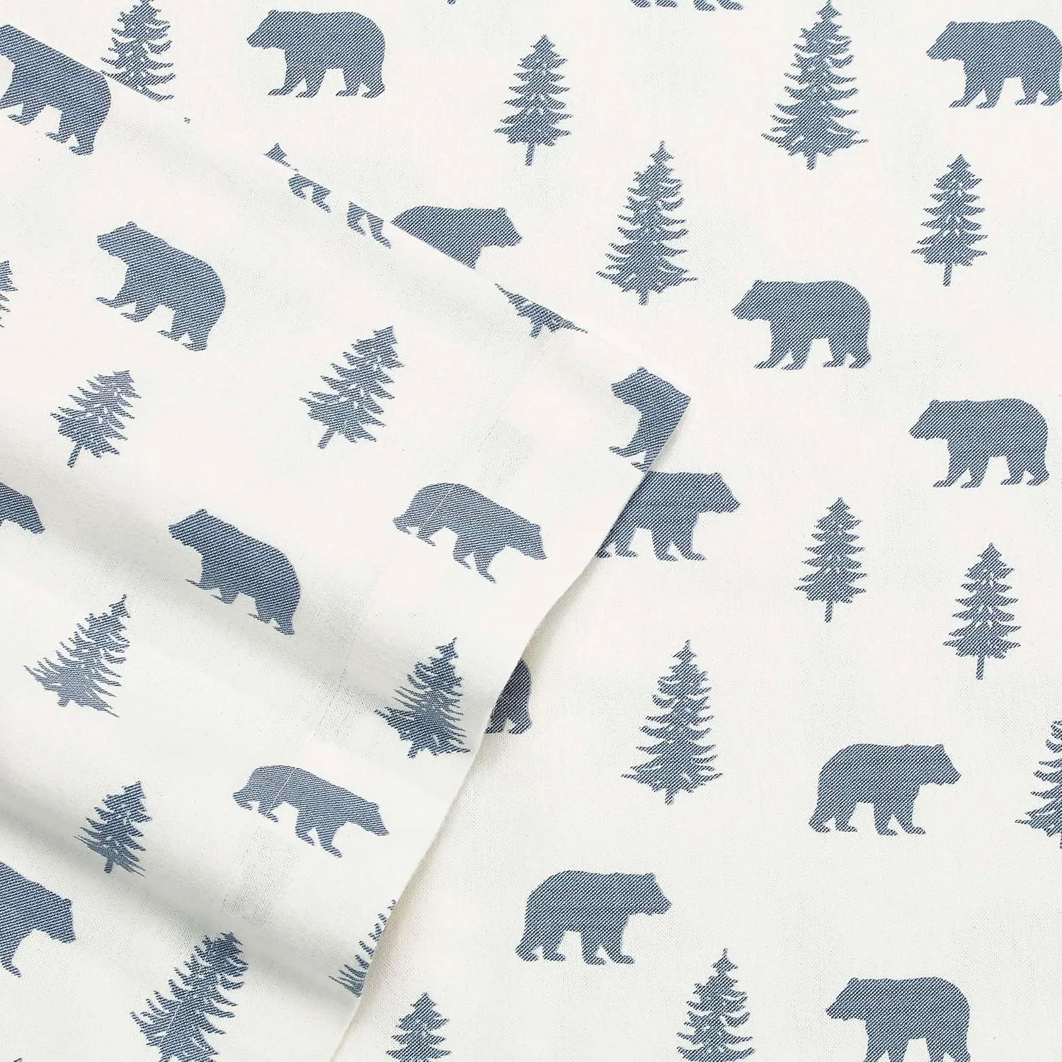 Eddie Bauer - Twin Sheet Set, Warm Breathable Cotton Flannel Bedding with Deep Pockets, Brushed for Extra Softness, Cozy Home Decor, Oeko-Tex Certified (Bear & Trees, Twin)