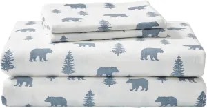 Eddie Bauer - Twin Sheet Set, Warm Breathable Cotton Flannel Bedding with Deep Pockets, Brushed for Extra Softness, Cozy Home Decor, Oeko-Tex Certified (Bear & Trees, Twin)