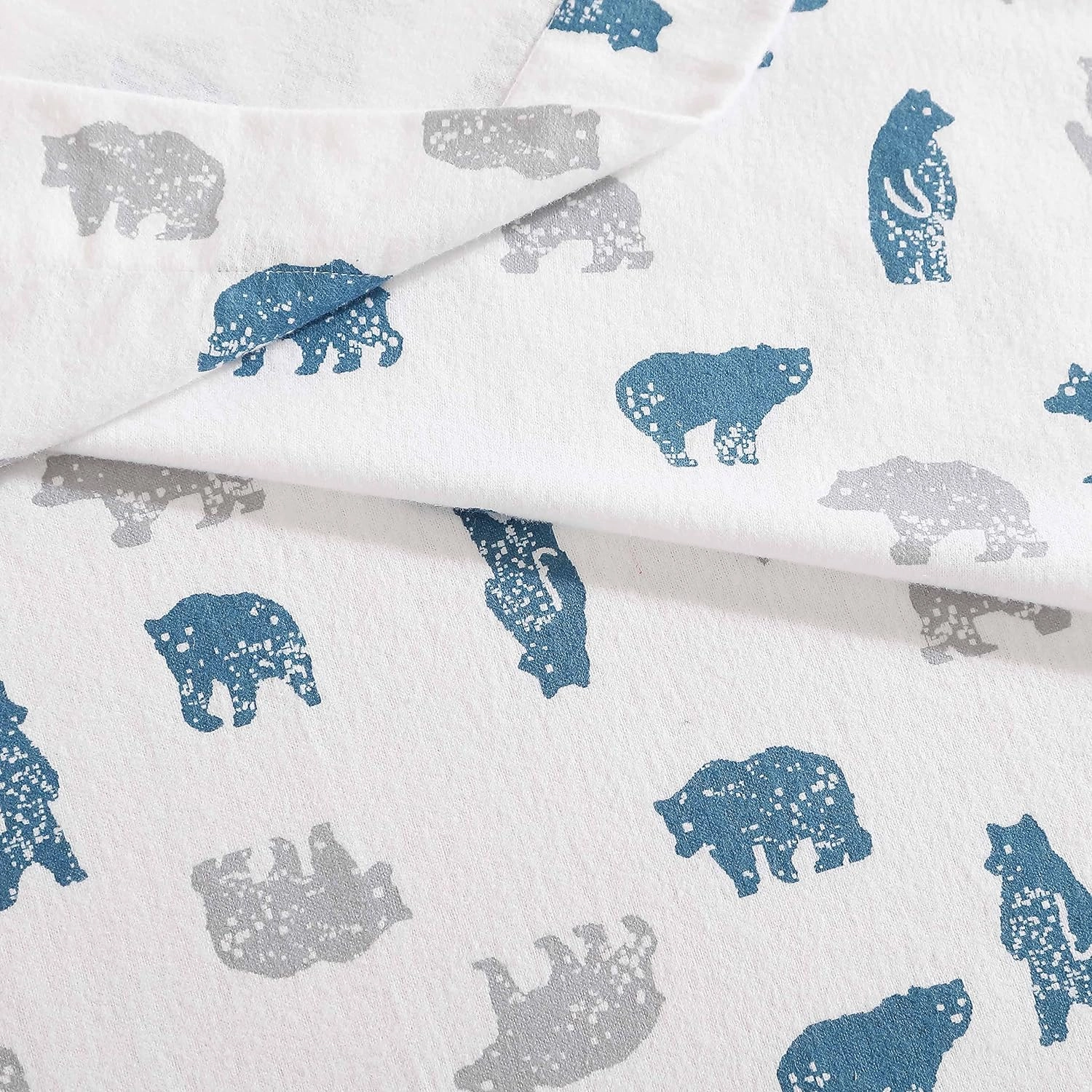 Eddie Bauer- Twin Sheet Set, Cotton Flannel Bedding Set, Brushed for Extra Softness, Cozy Home Décor (Bear Mountain Grey, Twin)