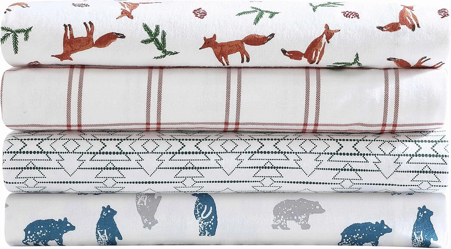 Eddie Bauer- Twin Sheet Set, Cotton Flannel Bedding Set, Brushed for Extra Softness, Cozy Home Décor (Bear Mountain Grey, Twin)