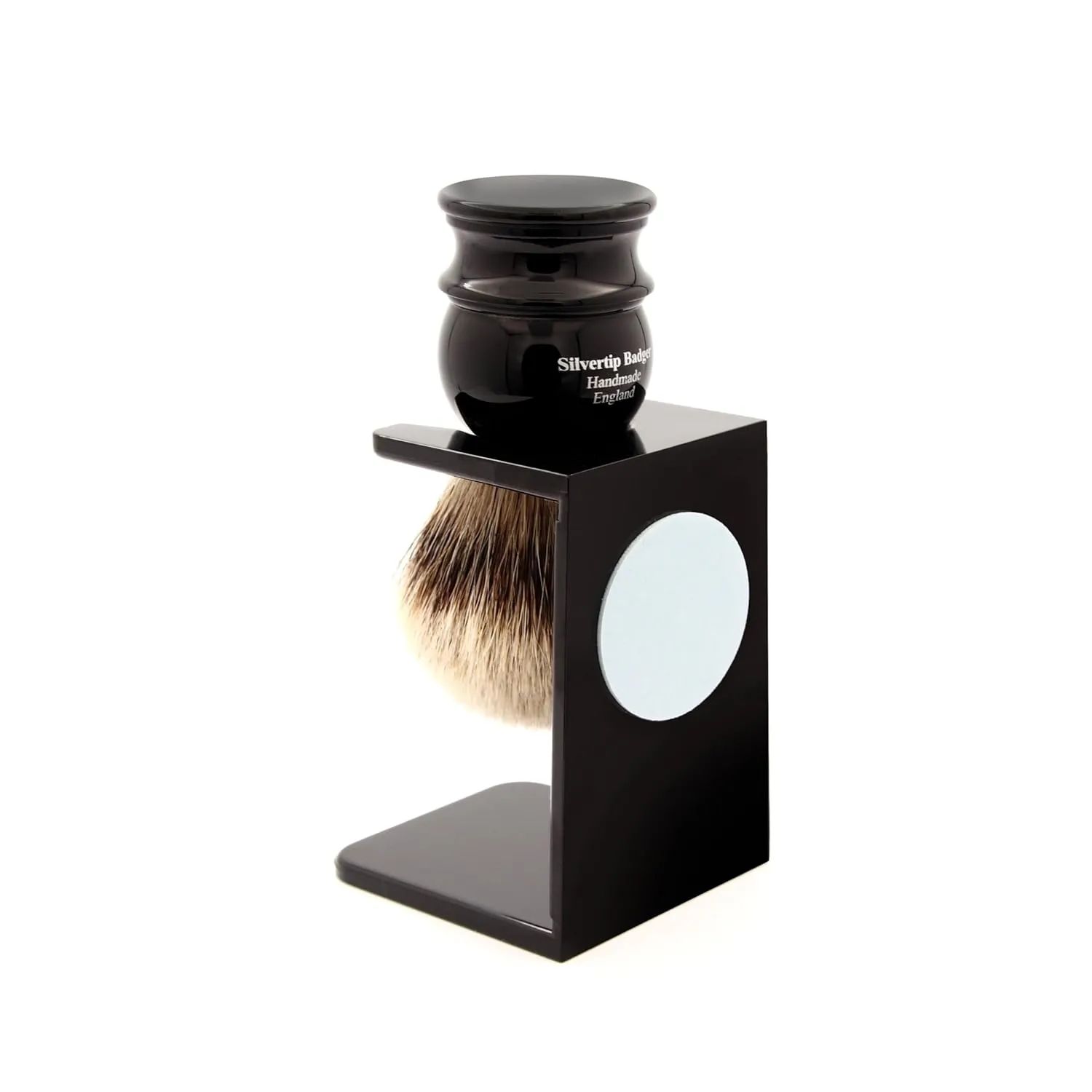Edwin Jagger 1EJ466SDS Medium Silver Tip Badger Shaving Brush with Stand, Imitation Ebony for use with Shaving Cream or Soap for Men