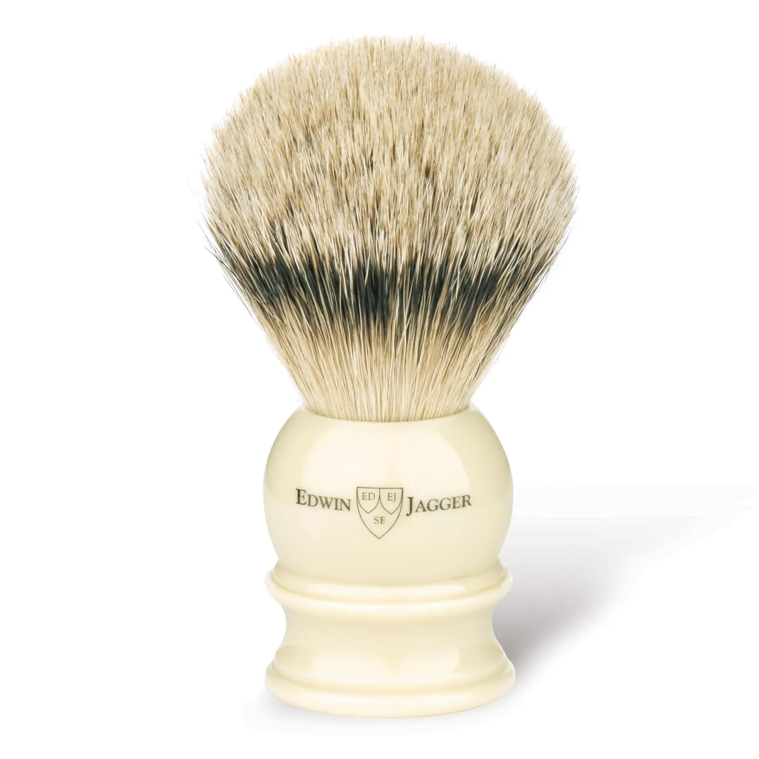 Edwin Jagger 5EJ467 Extra Large Silver Tip Badger Shaving Brush, Imitation Ivory for use with Shaving Cream or Soap for Men