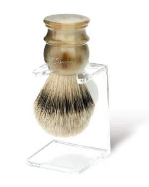 Edwin Jagger Large Silver Tip Badger Hair Shaving Brush with Drip Stand (Imitation Light Horn)