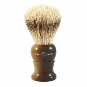 Edwin Jagger 3EJ282 Large Super Badger Shaving Brush, Imitation Light Horn for use with Shaving Cream or Soap for Men…