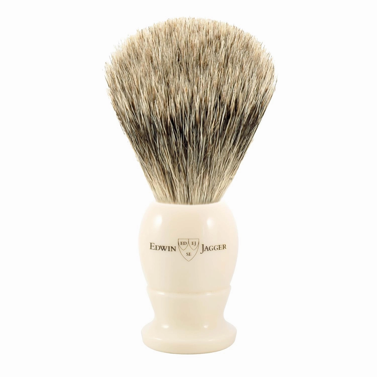 Edwin Jagger 3EJ877 Large Best Badger Shaving Brush, Imitation Ivory for use with Shaving Cream or Soap for Men