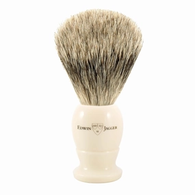 Edwin Jagger 3EJ877 Large Best Badger Shaving Brush, Imitation Ivory for use with Shaving Cream or Soap for Men