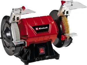 Einhell Double Bench Wheel Grinder TC-BG 150 B (max. 350 W, Ø 150 mm Sanding Disc, Spark Protection, Shape Corrections and Grindings, incl. Coarse Sanding Disc K36, Brush Disc)