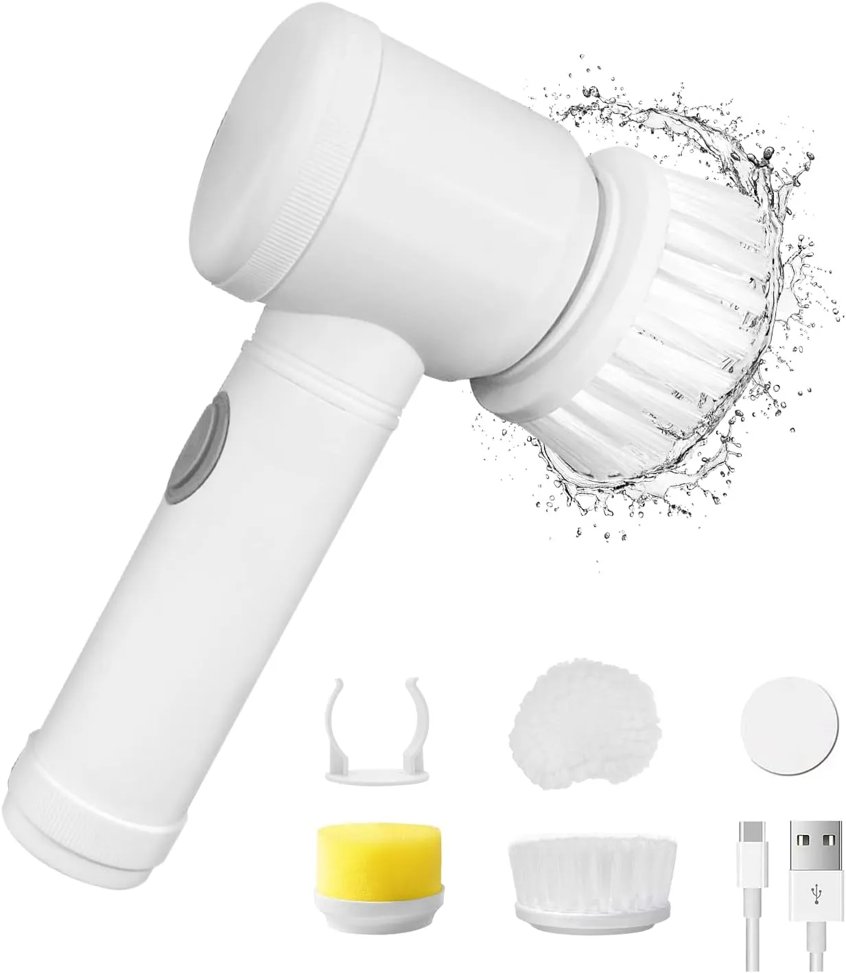 Electric Cleaning Spin Scrubber with 3 Brush Heads, Cordless Powerful Cleaning Brush Household Rechargeable Handheld Shower Cleaner Brush for Bathroom Wall Tiles Floor Bathtub Kitchen