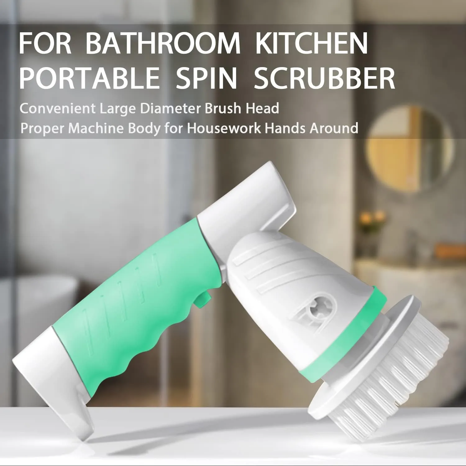 Electric Spin Scrubber, Bathroom Cleaning Brush Shower Scrubber Portable Rechargeable, Power Scrub Brush for Bathtub Sink Tile Grout Window Sill Kitchen Stove Cooker, Household Cleaning Tools