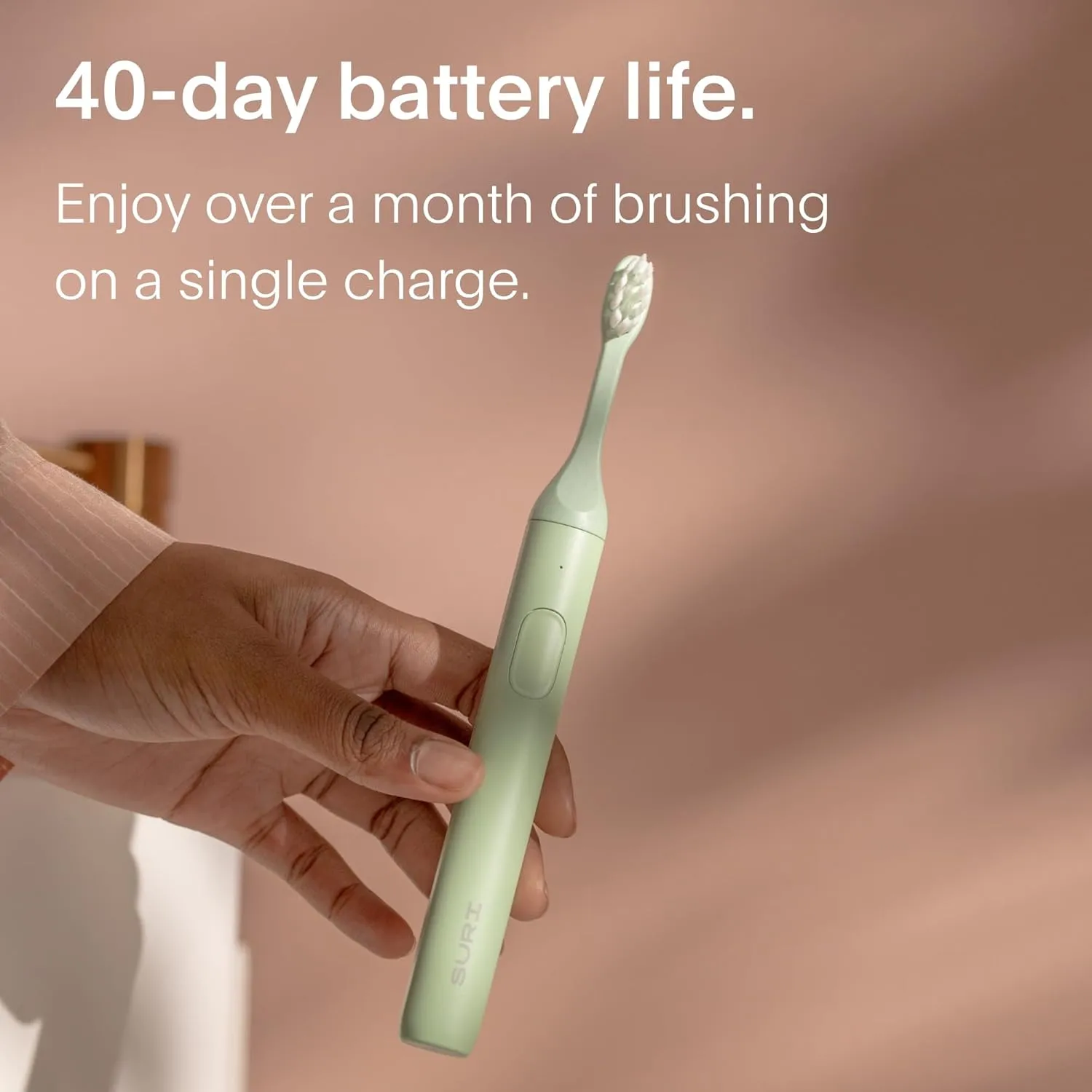 Electric Toothbrush - Sustainably Designed in California. Electric Toothbrushes Adults. Durable Slim Sonic Travel Tooth Brush. 40-Day Battery