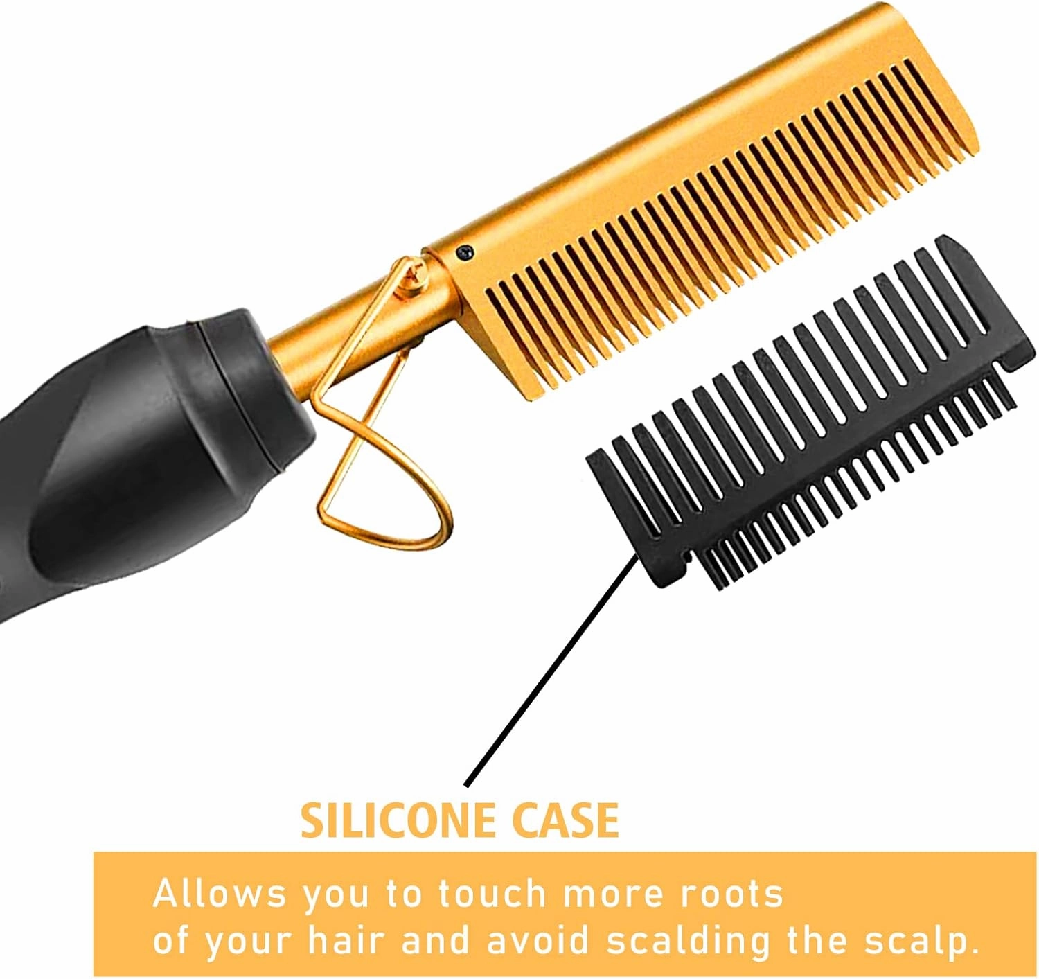 Electric Hot Comb Hair Straightener, Deluxe Electrical Straightening Comb Curling Iron for Natural Black Wigs, Hot Comb Electric for Wigs Pressing Combs with Wig Glue Melting Spray Hair Wax Stick