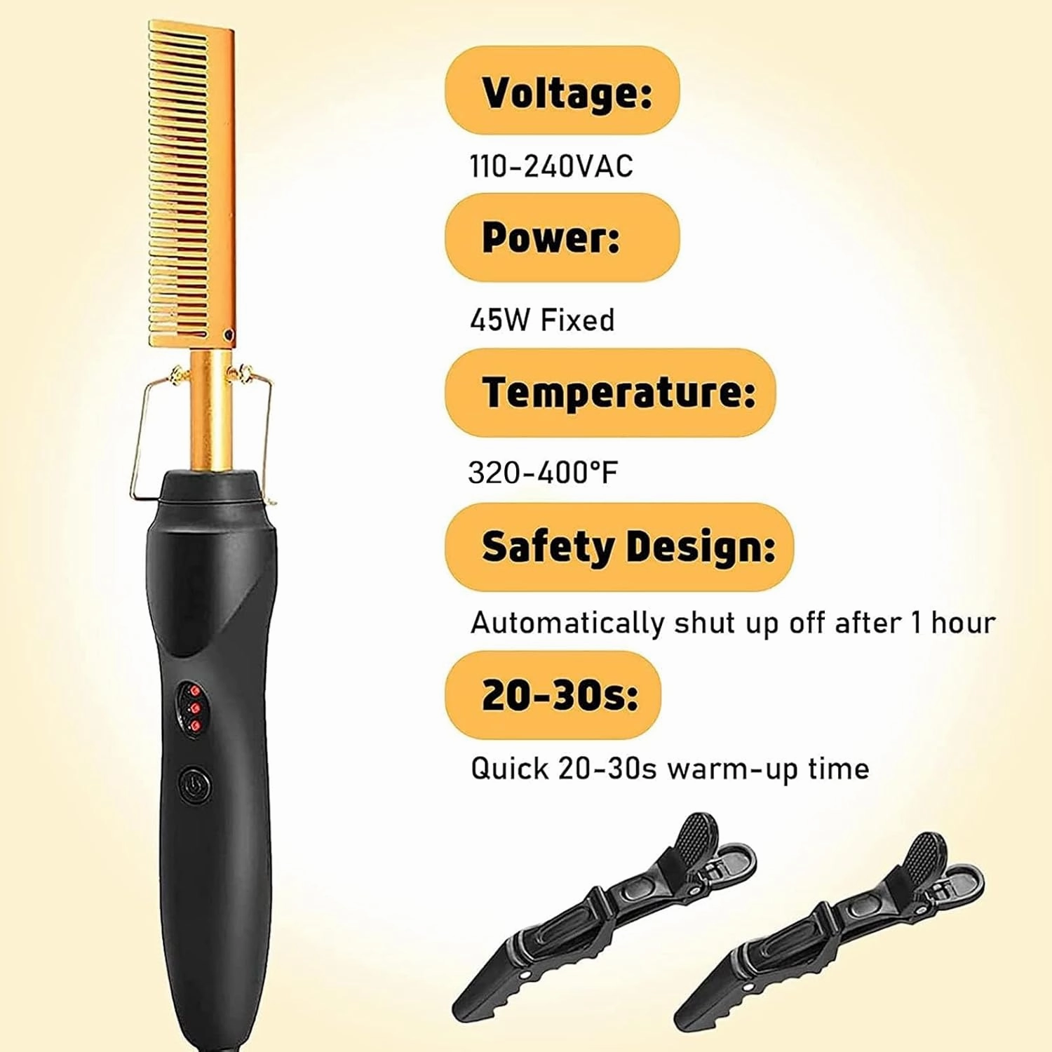 Electric Hot Comb Hair Straightener, Deluxe Electrical Straightening Comb Curling Iron for Natural Black Wigs, Hot Comb Electric for Wigs Pressing Combs with Wig Glue Melting Spray Hair Wax Stick