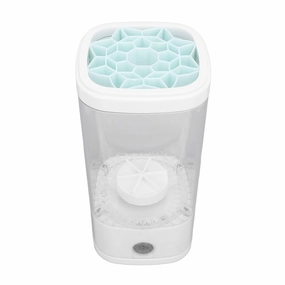 Electric Makeup Brush Cleaner, 8W 7000rpm Deep Cleaning with Transparent Body, Large Capacity Design, 2 Modes, Portable Design Cleaner for All Type Makeup Brushes (White)