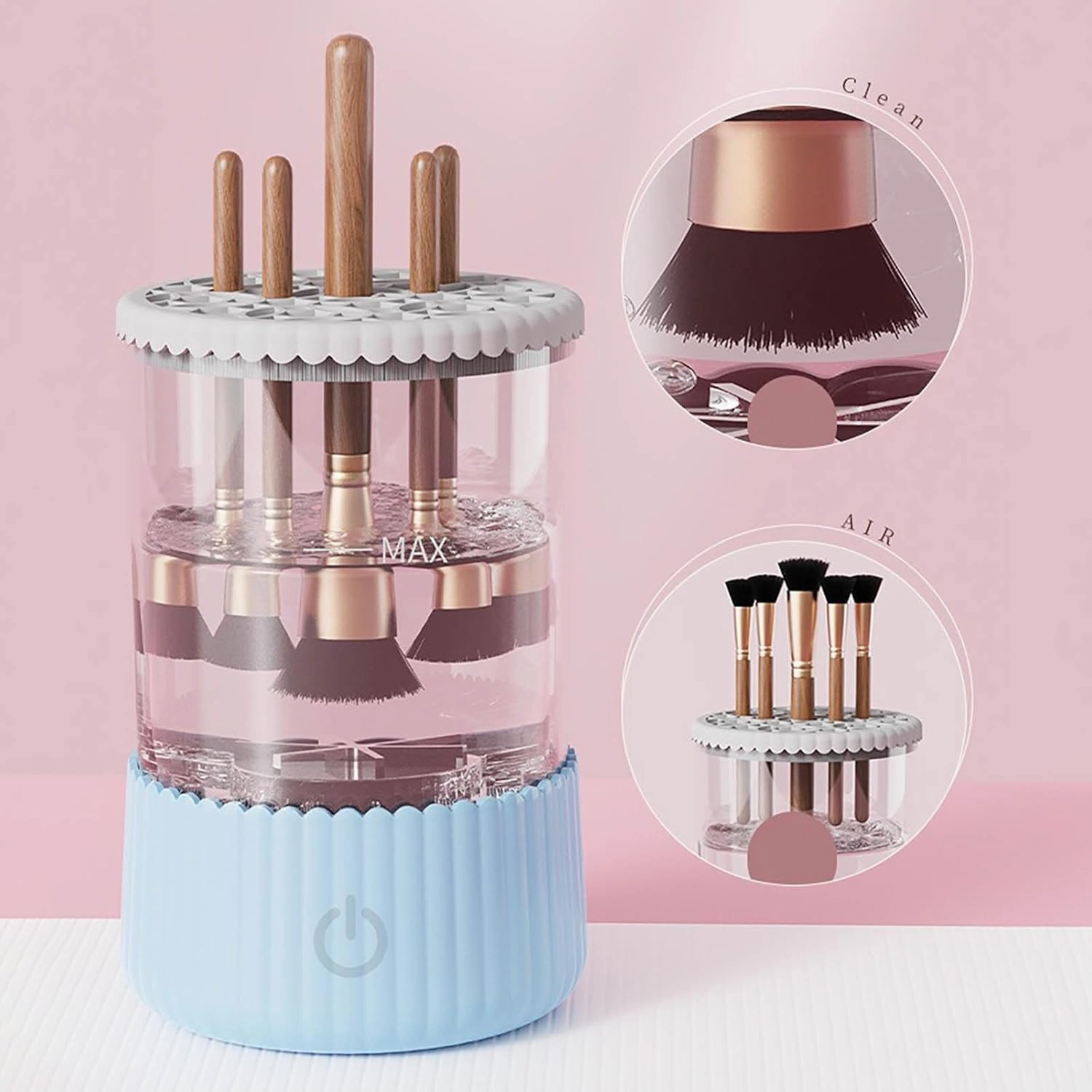 Electric Makeup Brush Cleaner Machine, Automatic Spinning Makeup Brush Washer & Holder Suitable For Various Sizes Of Beauty Makeup Brushes, For Makeup Lovers & Professionals (2pcs)