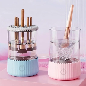 Electric Makeup Brush Cleaner Machine, Automatic Spinning Makeup Brush Washer & Holder Suitable For Various Sizes Of Beauty Makeup Brushes, For Makeup Lovers & Professionals (2pcs)