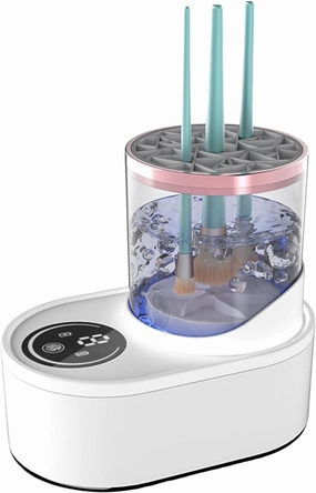 Electric Makeup Brush Cleaner Machine,Large Capacity Automatic Spinning Makeup Brush Cleaner,Detachable USB Rechargeable Cosmetic Brush Cleaner Holder Makeup Brush White