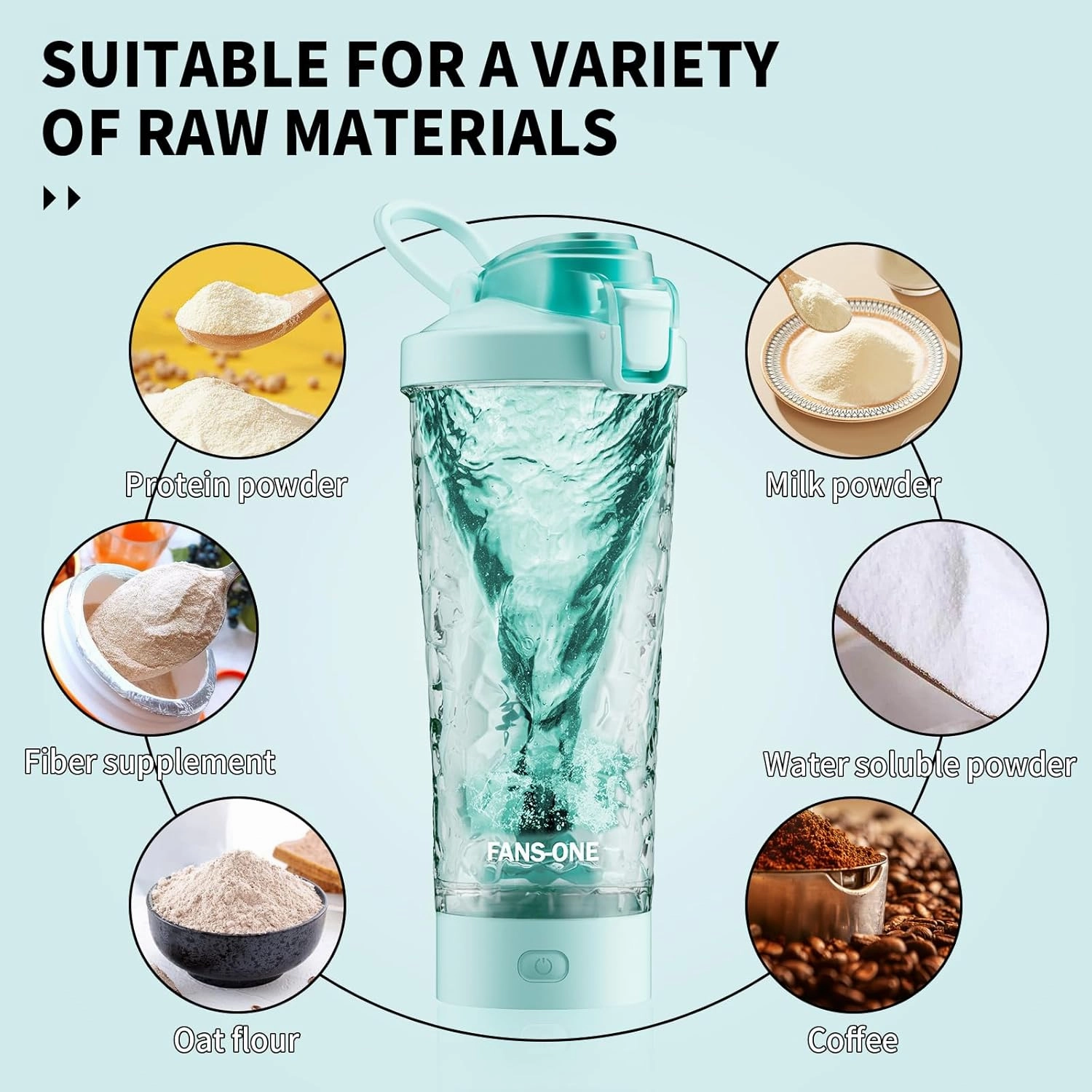 Electric Protein Shaker Bottle, 24oz Lockable Blender Cup Electric Shaker Bottles, Tritan USB Rechargeable Mixer, Portable Blender Shaker Cups for Protein Shakes for Men Women, Water Blue