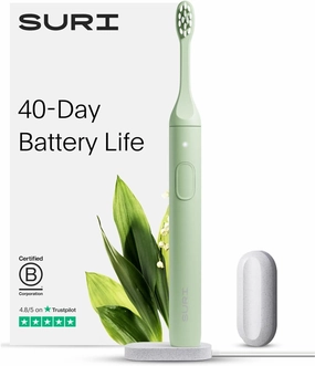 Electric Toothbrush - Sustainably Designed in California. Electric Toothbrushes Adults. Durable Slim Sonic Travel Tooth Brush. 40-Day Battery, Green