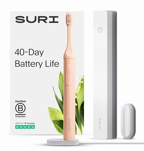 Electric Toothbrush - Sustainably Designed in California. Electric Toothbrushes Adults. Durable Slim Sonic Travel Tooth Brush. 40-Day Battery, Pink