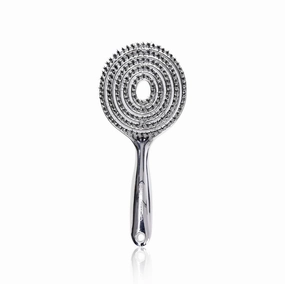 Electroplated Hollow Round Bristle Brush - Anti-Static Massage Brush, Reduces Heat Damage, Ideal for Quick Drying and Voluminous Styling