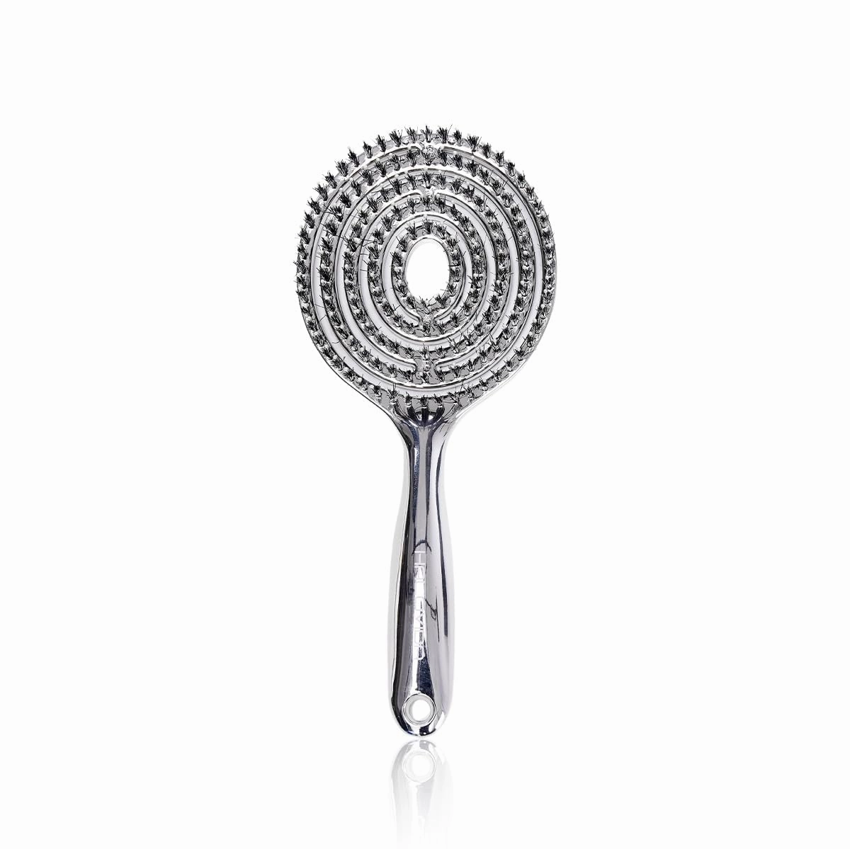 Electroplated Hollow Round Bristle Brush - Anti-Static Massage Brush, Reduces Heat Damage, Ideal for Quick Drying and Voluminous Styling