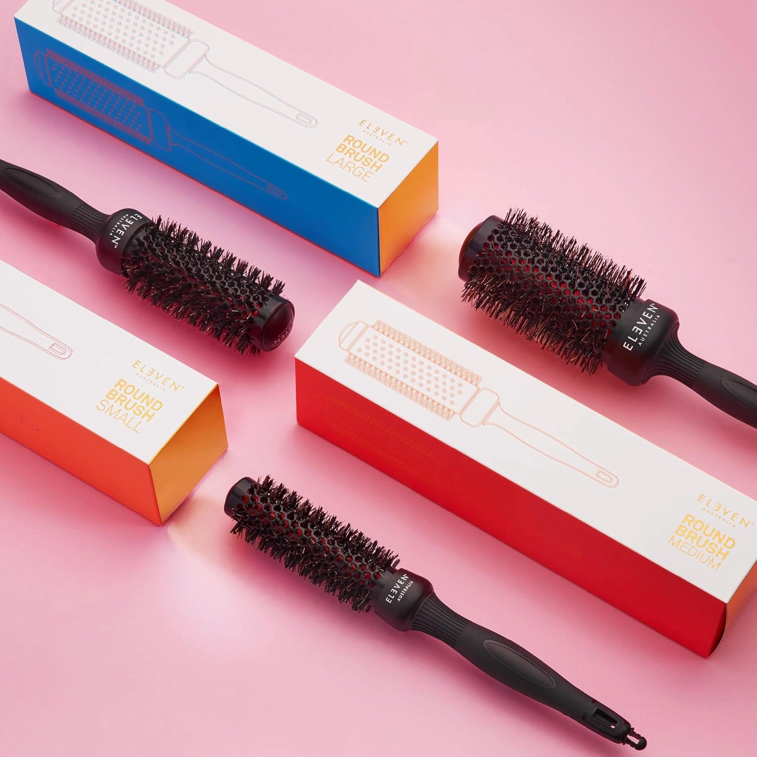 ELEVEN AUSTRALIA Round Brush - Professional Hair Styling Tool - Ceramic Barrel for Frizz Control, Volume & Smooth Finish, Ideal for Blow Drying & Curling