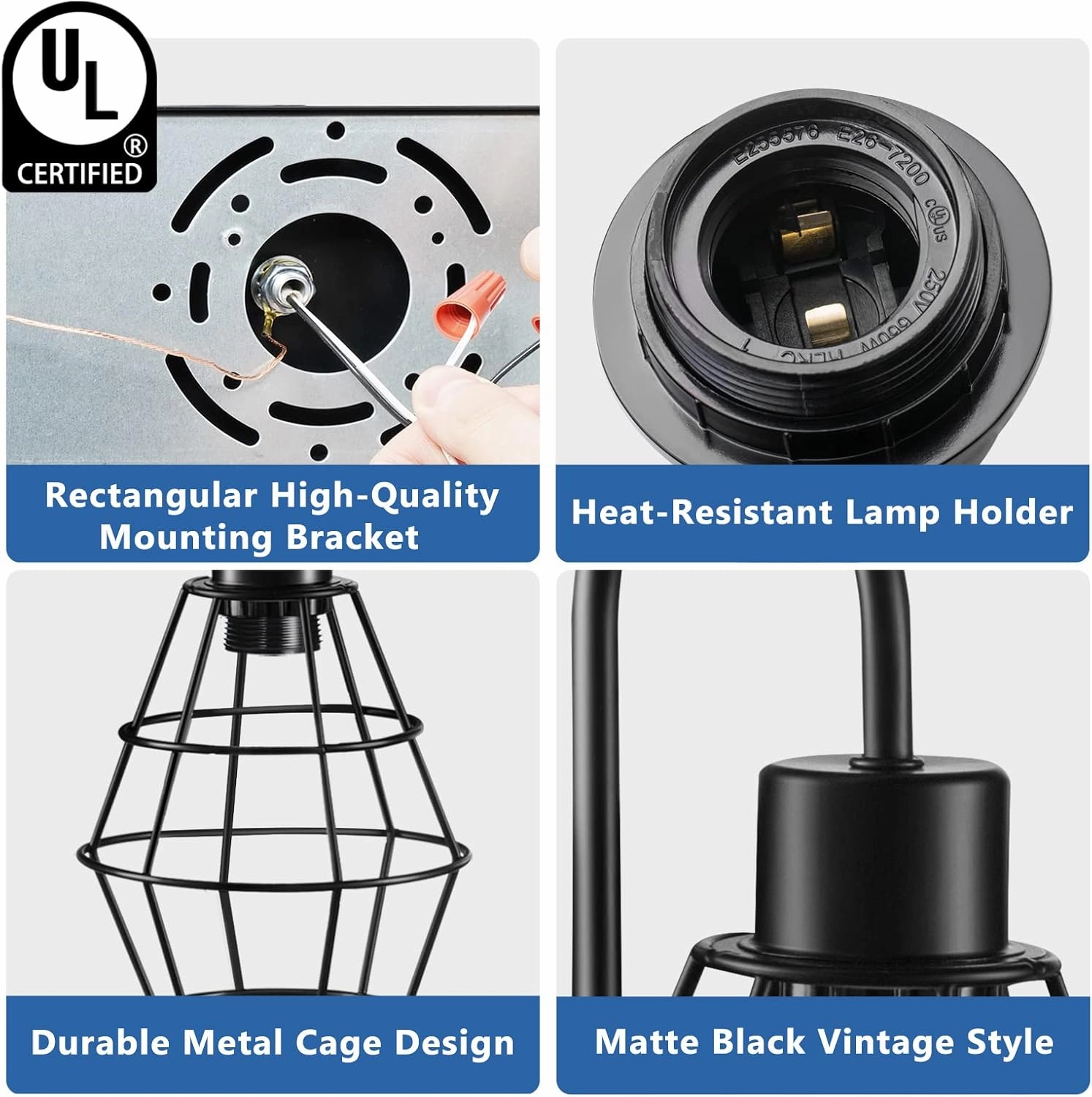Elibbren Retro Style Industrial Bathroom Vanity Light - 3 Lights, Vintage Matte Black Wall Sconce with Caged, E26 Base Farmhouse Wall Light Fixture