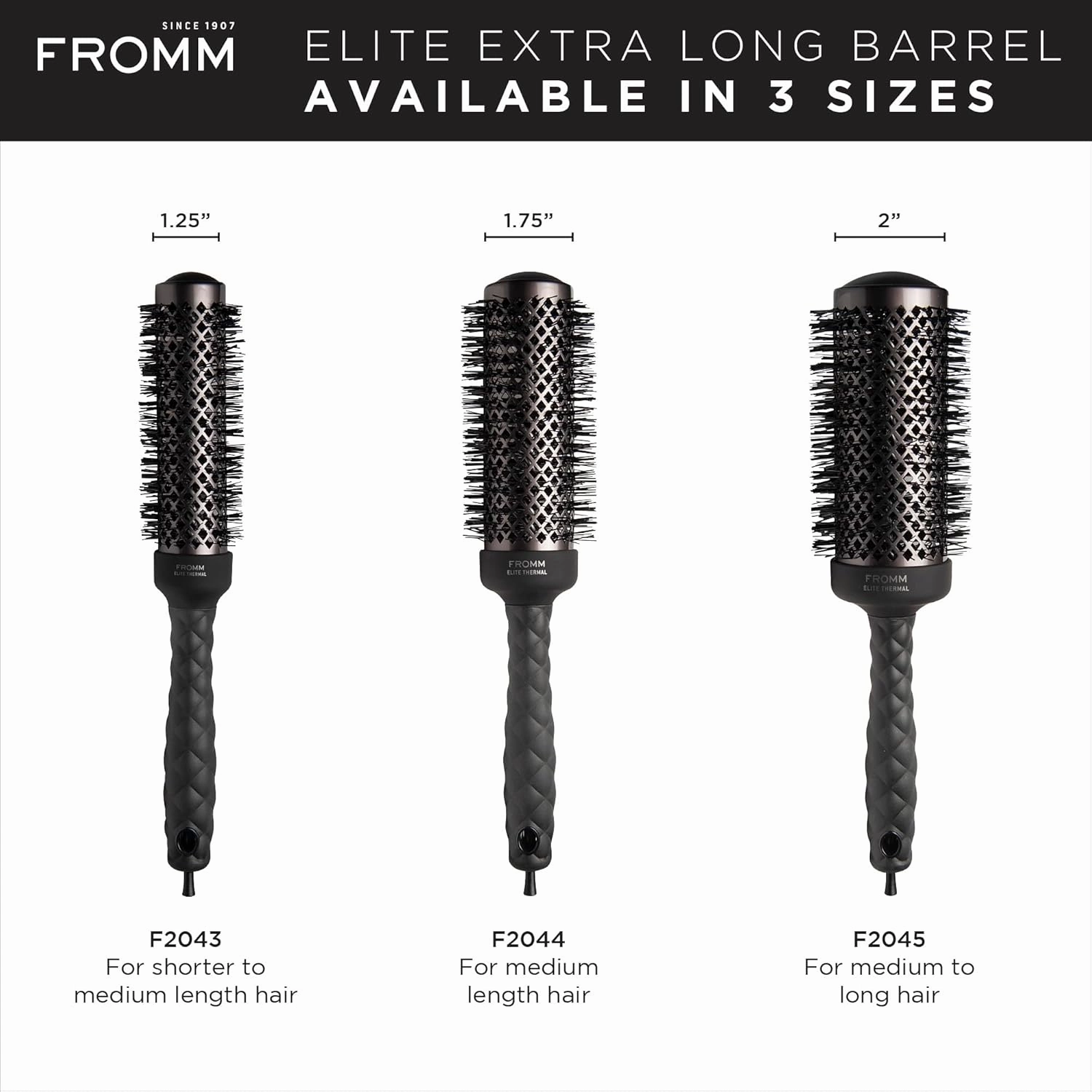 Elite Thermal Ceramic x Ionic 1.75 Inch Round Hair Brush for Expert Blowouts, Hair Drying, Extended Barrel for Anti-Static Styling, Smoothing, Straightening, and Shine, Ideal for Short Hair