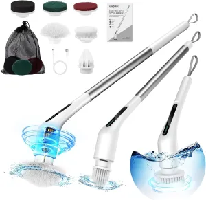 ENOMIR Electric Spin Scrubber - Full-Body IPX7 Waterproof, Cordless Shower Scrubber with Long Handle, 2 Speeds Power Cleaning Brush for Bathroom Tub, Kitchen, Floor