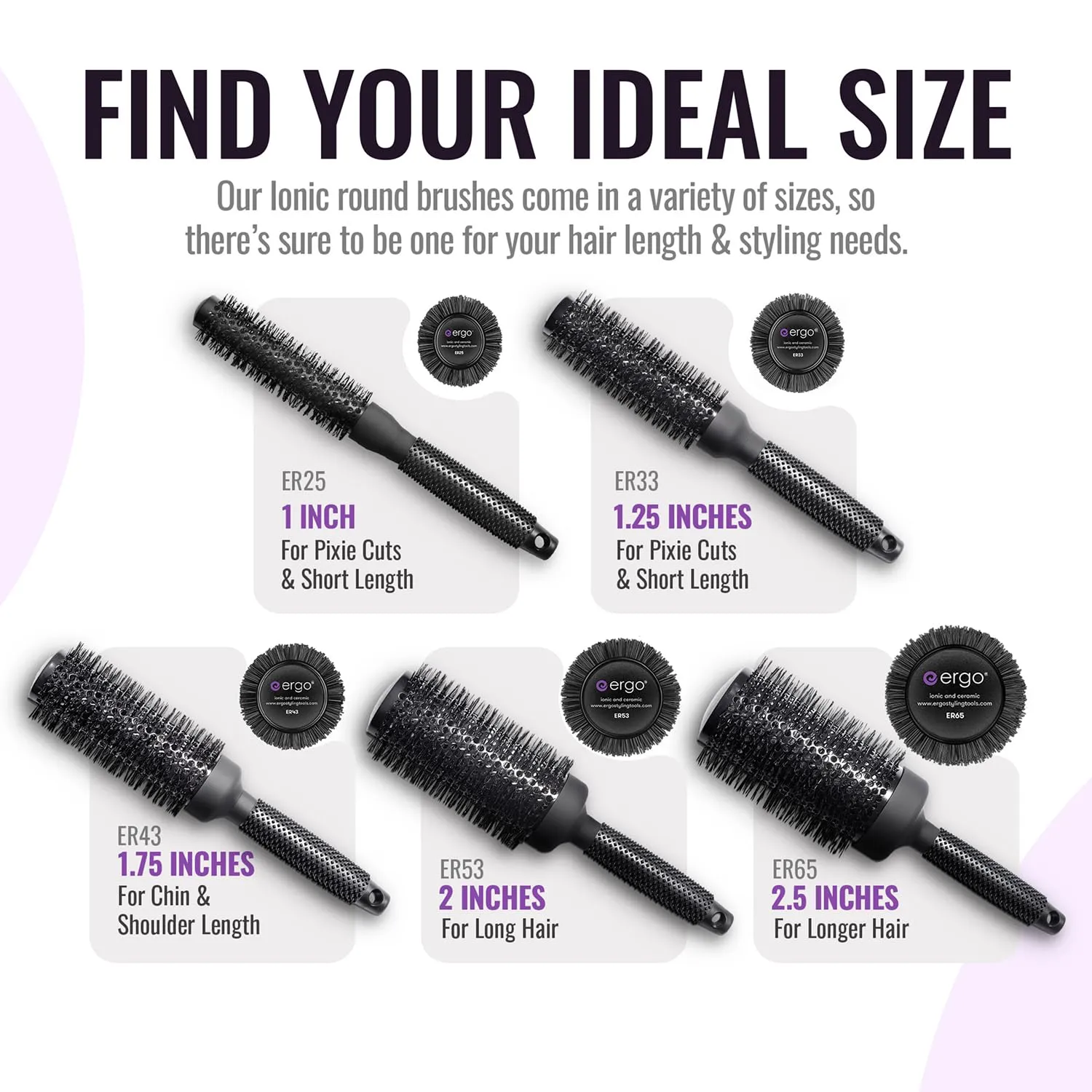 Ergo Ceramic Ionic Round Brush for Blow Out - Salon Quality Hair Brushes for Women - Roller Brush for Blow Drying, Wet and Dry Hair Styling, Volumizing Hair Care - ER53: 2"